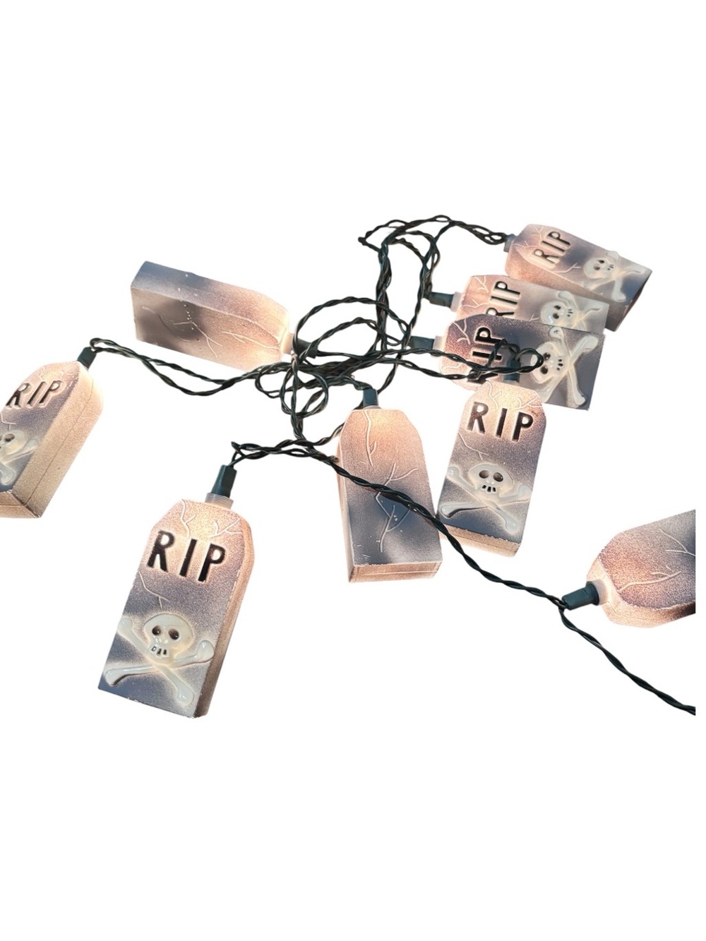 Vintage Halloween Tombstone String Lights / Retro Light-Up Gravestones|10 Lights
